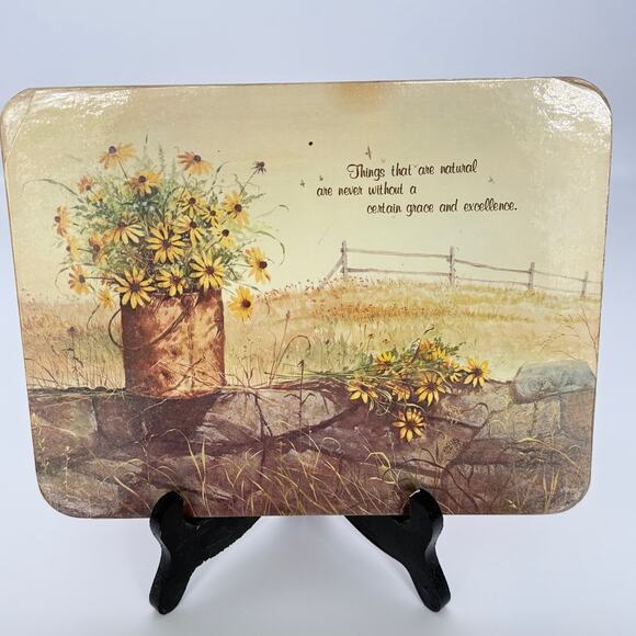 Vintage 70's Farm Scene Cork Backed Hot Plaques/Wall Hanging Set of 4 READ - Picture 7 of 11